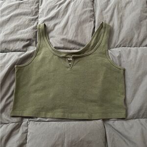 Olive Green Cropped Tank Top – Size Large